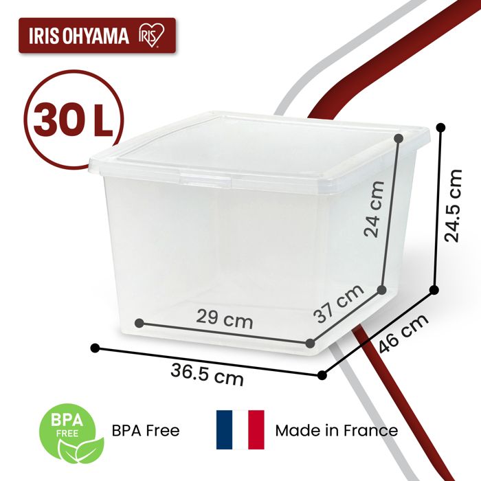 4 Boîtes De Rangement Iris Ohyama 15L - Transparentes, Empilables, Avec Poignées - Pour Dressing, Bureau