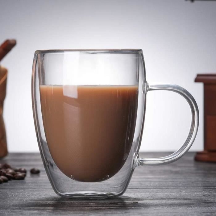 Action: 6 x 320 ml double paroi en verre thermique Effet de suspension,  verre à thé - café Verre pour cappuccino, Café au lait, - Cdiscount Maison