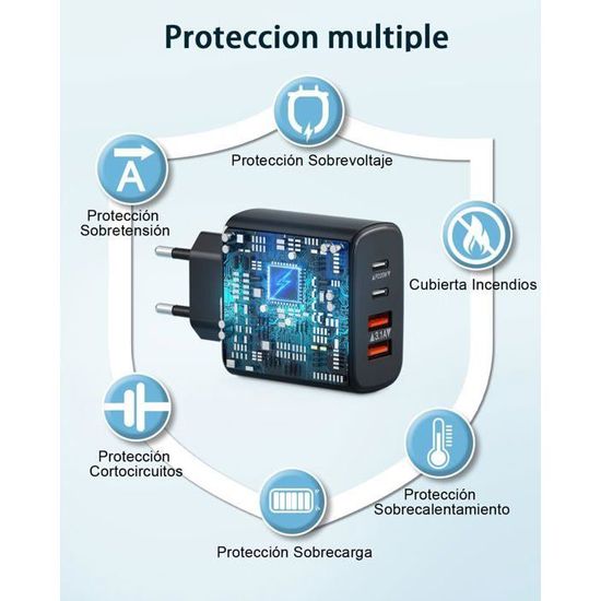 Chargeur Double Port USB-C 40 W PD3.0 Avec Câble – Neuf, Générique, Rapide Et Pratique Pour Téléphone/tablette