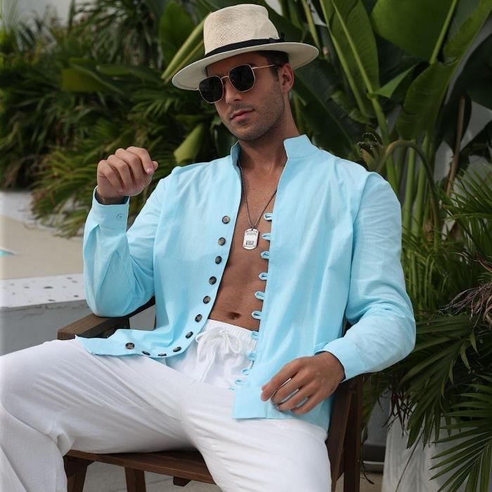 Chemise Chemisette Casual Homme Chemise Col Mao Homme Cotten Lin Chemise Ete Homme Bouton Chemise Homme Manches Senois Senois Cdiscount Pret a Porter