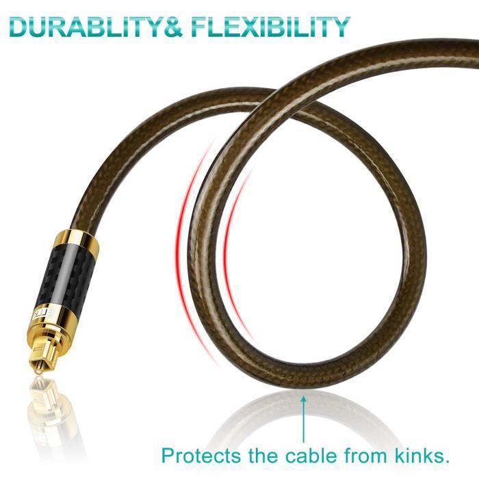 TNP Câble Audio Optique Toslink 0,9m (or) – Fibre Optique Pour Home Cinéma Et Console