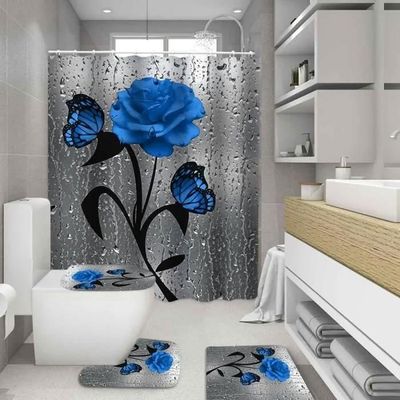 F 4PCS -Ensemble de rideaux de douche imperméables durables pour femmes