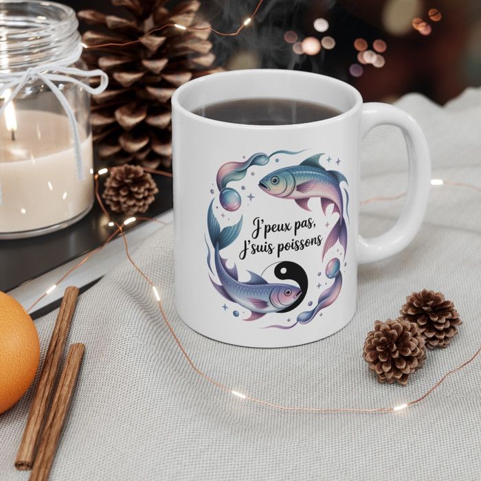 Mug Tasse à Café Signe Astrologique Poissons - Céramique, 325 Ml, Personnalisé, Fabriqué En France