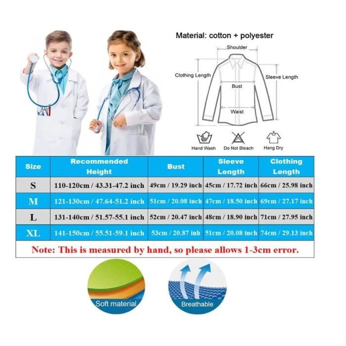 Blouse Blanche Enfant Blouse de Laboratoire Blouse pour Fille
