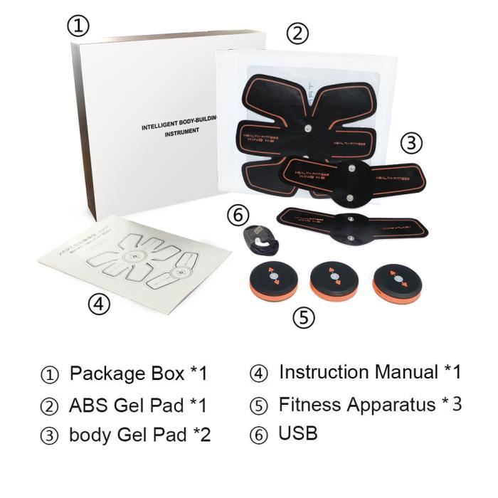 Erysin Ceinture Abdominale EMS 3PCS - Stimulateur Musculaire Bras Jambes 6 Modes