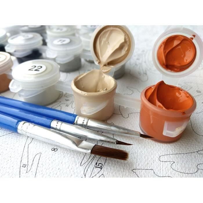 Kit Peinture Par Numéros Bougimal Adulte 40x50 Cm - Avec Cadre, Pinceaux Et Peintures Acryliques - Lion