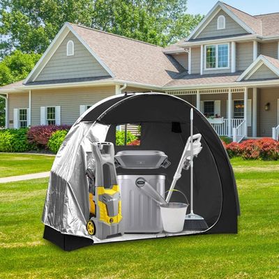Abri Vélo Pliable étanche - Tente De Rangement Extérieur Pour 1 à 4 Vélos, Double Entrée, Anti-UV - Vert