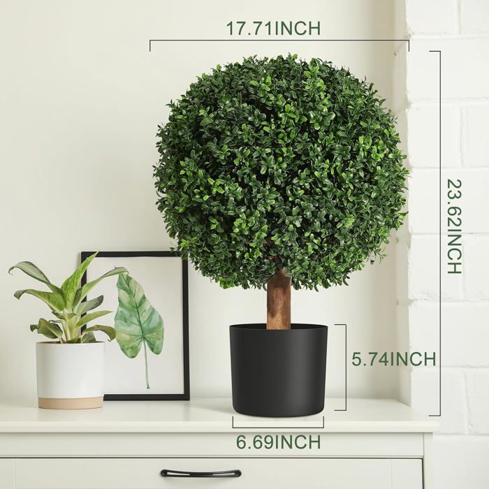 GOOFCXO Lot De 2 Buis Artificiels De 61 Cm De Hauteur Avec Pot - Plantes Artificielles D'extérieur Pour Intérieur Ou Extérieur - Décoration De Porche