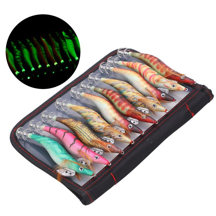 10 Leurres Souples Lumineux Pour Poulpe/calamar - Taille 8cm, Couleurs Vives (orange, Rouge, Blanc)