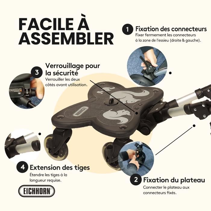 Planchette Poussette EICHHORN Ladybug Rider - Siège Amovible - Pour Enfant 9 Mois à 20 Kg - Design Coccinelle