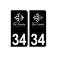 34 Occitanie nouveau logo noir autocollant plaque immatriculation auto ville sticker - Angles : arrondis-0