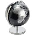 Globe Terrestre Décoratif - Noir et Argent - Pied en Métal - 31x23x23cm-0