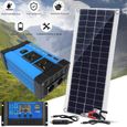 Kit panneau solaire 100W +Onduleur 1500W 12V/24V Kit de cellules solaires pour camping-car camping-car abri camping caravane bateau-0