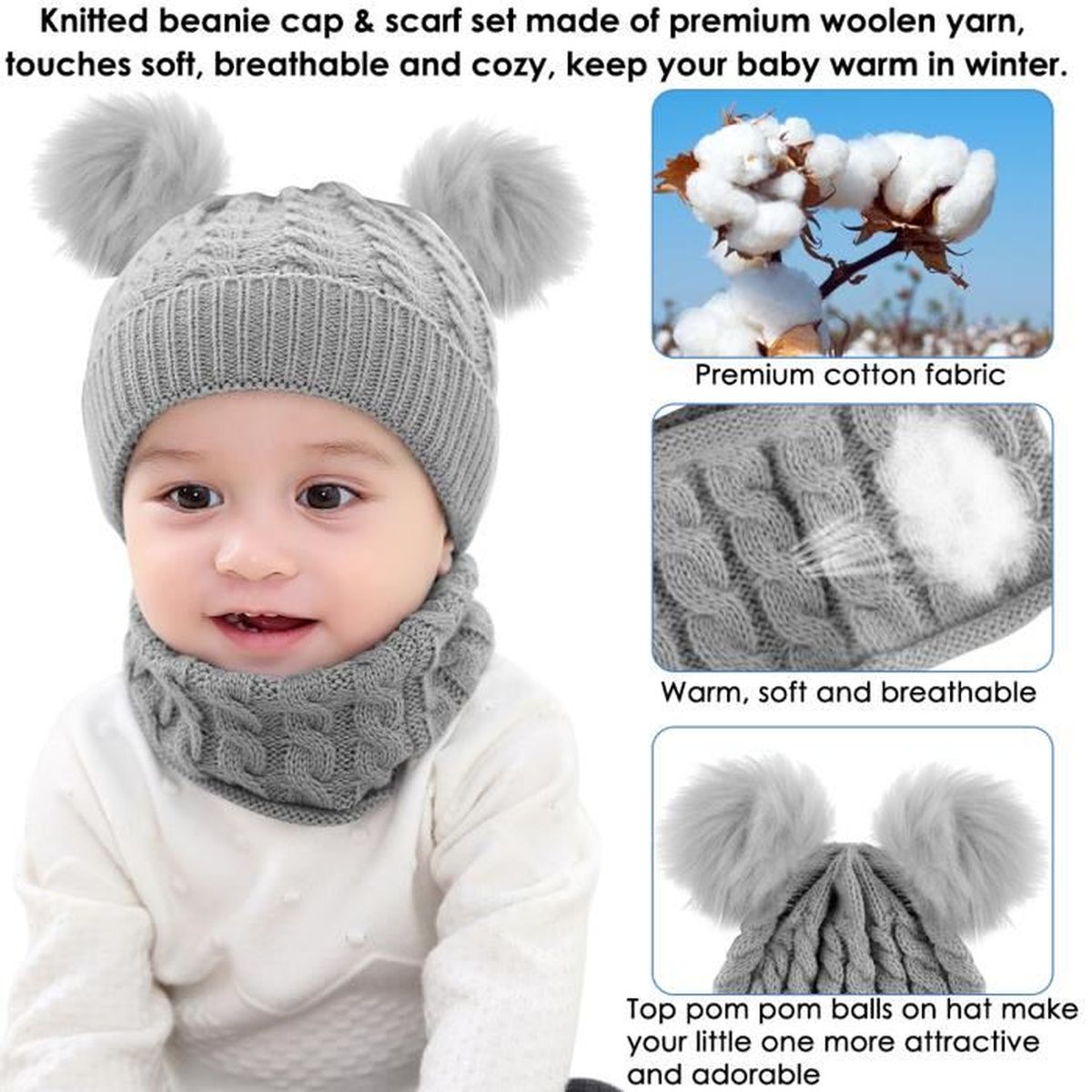 2pcs Set Bonnet Bebe Enfant Chapeau Capuche Laine Tricot Tour De Cou Chaud Hiver Gris Bonnet Et Echarpe Bebe En Fil De Laine Cdiscount 2pcs Set Bonnet Bebe Enfant Chapeau Capuche Laine Tricot Tour De Cou Chaud Hiver Gris Bonnet Et Echarpe Bebe En Fil De Laine Cdiscount