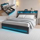 Lit coffre 140x200 - SUNFECILI - Gris foncé - LED - USB - 2 places