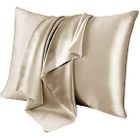 AMOUNE Taie d'oreiller - Soie Naturelle - Abricot - 51x66cm - Élégance - Lavable