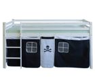 Lit mezzanine - DÉCOSHOP26 - 90x200cm - échelle en bois blanc - toile noir pirate