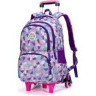 BRAND Cartable Roulette Sac à Dos avec roulettes Scolaire Sacoche Enfant Fille Garçon Violet 6 Roues 33 * 24 * 48cm