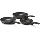 KITCHEN CRAFT KITCHEN FUN BY BEKA - 13955974 - LOT DE 3 POELES KITCHEN ROC 20-24-28 CM EN ALUMINIUM ASPECT FORGE -TOUS FEUX + INDUCTION