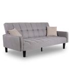 Mc Haus · Hug Grey · Canapé-lit 3 places HUG rembourré en gris, pieds en bois et avec 2 coussins