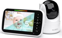 Nubex BabyPhone - Moniteur 5" LCD - Contrôle température - Vision nocturne - Connexion jusqu'à 260 mètres -Détecteur de mouveme