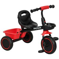 Tricycle pour enfant évolutif - AIYAPLAY - Rouge - Siège réglable - Pédales - 2 paniers