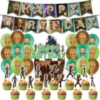 32 Pcs Baby Groot Party Supplies Décoration Anniversaire Avengers  Bannière Cartoon Ballons Décorations de Gâteau Cupcake pour