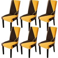6pcs Chair Covers pour Salle à Manger-Housse de Siège Extensible Doucer-Protecteur de Chaise Lavable Amovible