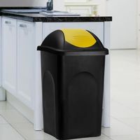 Poubelle 60 litres - Avec couvercle - Collecteur de déchets - Noir/jaune