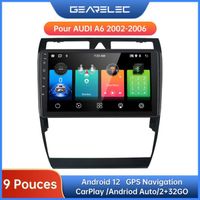Gearelec autoradio 9 Pouces Android 12 pour 2002-2006 AUDI A6 avec carplay Andriod Auto GPS Navigation Bluetooth WiFi RDS 2+32GO