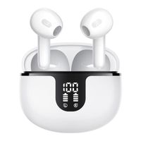 Ecouteurs Bluetooth Sans Fil 5.3 HiFi Stéréo avec ENC Réduction de Bruit Mic Étanche Contrôle Tactile pour iOS Android,Blanc