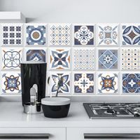 Autocollants carrelage salle de bain et cuisine - Décoration murale adhésive en PVC imperméable mosaïque Azulejos - 60 x 500 cm