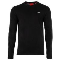 T-shirt à manches longues pour hommes - HUGO - uni - Noir - 100% coton