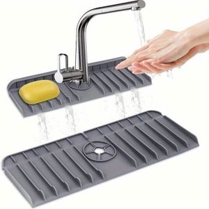 Tapis Égouttoir à Vaisselle En Silicone 40x33cm - Rebord Drainage, Compact, Couleur Beige
