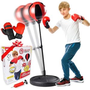 Gants De Boxe Gym Power - Homme Et Enfant - Entraînement Sac Et Sparring - Avec Bandages Et Rembourrage PU Flex