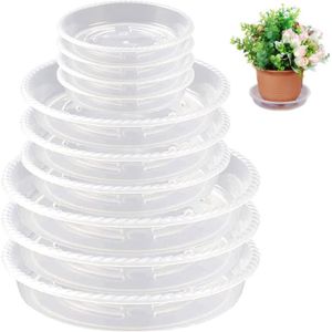 FREEGDN Soucoupes Pour Pots de Fleurs Lot de 6 soucoupes en plastique pour plantes d'intérieur et d'extérieur Gris 25 cm 