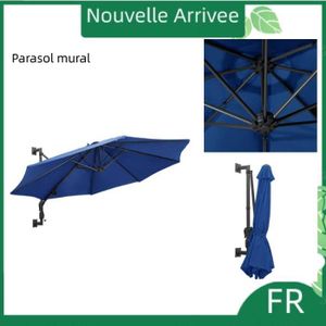 PARASOL Parasol mural - Vogue LEC - 300 cm - Bleu - Système à manivelle - 8 nervures