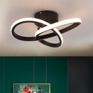 PLAFONNIER Plafonnier LED 22W lumière chaude en acrylique + iron art moderne lustre nordique suspension chambre à coucher D24cm - Noir
