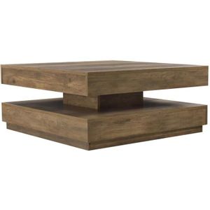 TABLE BASSE [en.casa] Table Basse avec Plateau Tournant Panneau de Fibre de Bois Couleur Effet Bois 76 x 76 x 38 cm