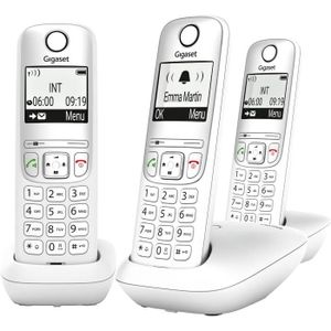Philips D4053W/FR Téléphone fixe sans fil Trio 3 combinés avec répondeur +  mode silence Blanc