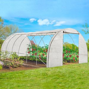 SERRE DE JARDINAGE ID MARKET - Serre tunnel de jardin 4 saisons 18m² blanche gamme maraîchère CRIMÉE 6x3M