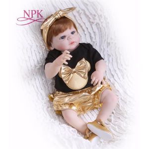 POUPÉE LOLI poupée Reborn complète en Silicone de 56cm, princesse dorée, cadeau de noël pour enfant, étanche