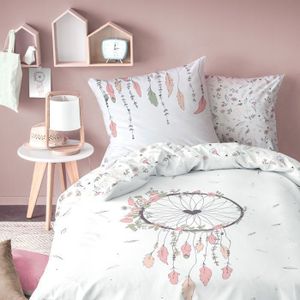 Parure de lit Floral Amour romantique 1 personne, 100% Coton, 3 pièces  (Housse de Couette 160x220 cm + Drap Plat + Taie D'oreiller) - Cdiscount  Maison