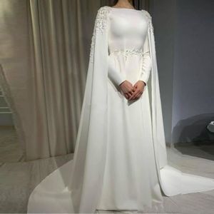 ROBE DE MARIÉE Robe de mariée blanche Simple en dentelle, avec des Appliques, Style Cape, manches longues, coupe trapèze, avec traîne