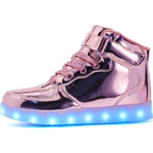BASKET Chaussures LED 10 Couleur Baskets Enfants Chaussures Lumineuse Garçons USB Charge Rose Casual Chaussure