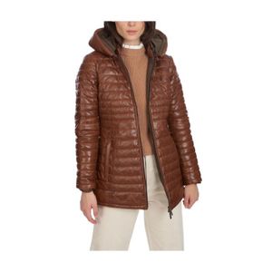 DOUDOUNE Doudoune en cuir mi-longue femme Oakwood Hopper Ref 58210 Cognac