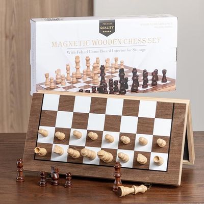 Jeu Société Famille Jeu D'échecs 3 En 1 En Bois : échecs, Dames, Backgammon – Portable, élégant
