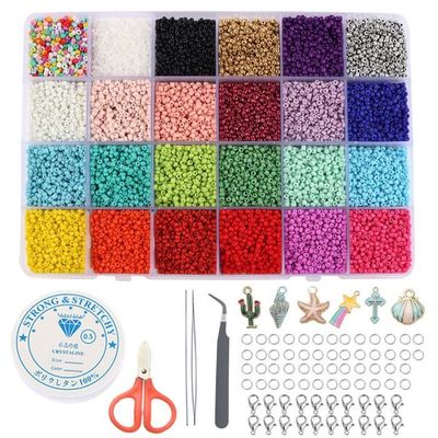 Perles de rocaille en verre pour bracelet - 28 couleurs - 2 mm - Pour loisirs créatifs