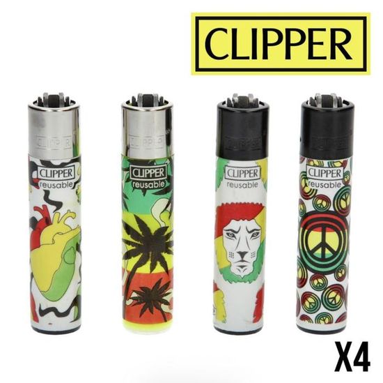 Pierre Briquet Lot De 4 Briquets Clipper Classic Large Rechargeables Noir Pierre Rempla Able