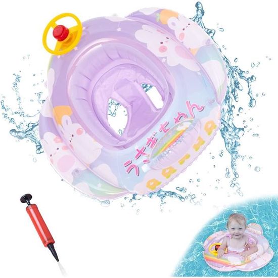 Bouée Bébé Voiture De Sport Avec Auvent UPF50+ - Pour Enfants 1-4 Ans, Sécurité PVC, Volant Amusant | Bleu